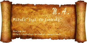 Mihályi Ariadné névjegykártya